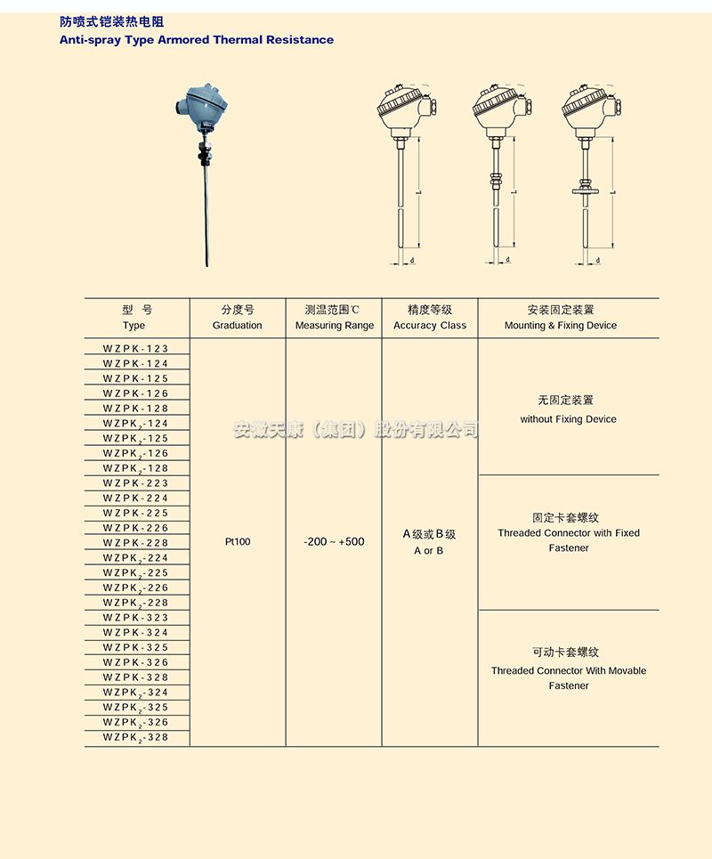 防喷式铠装热电阻